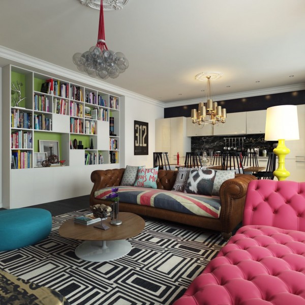 Colorful Apartment Boosting An Unconventional Mix Of Styles